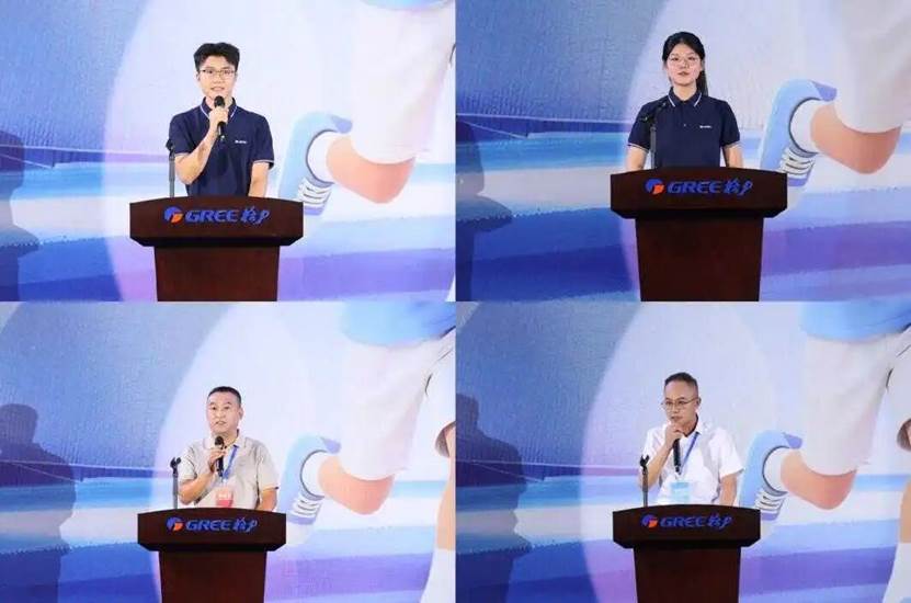 (图为新员工、家长与教师代表发言)