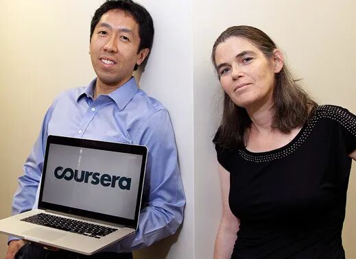 图｜吴恩达（Andrew Ng）与 Daphne Koller（来源：麻省理工科技评论）