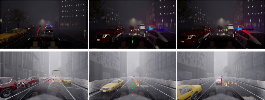  图 6：WAM-Diff2 在 Bench2Drive 上的典型失败案例。
