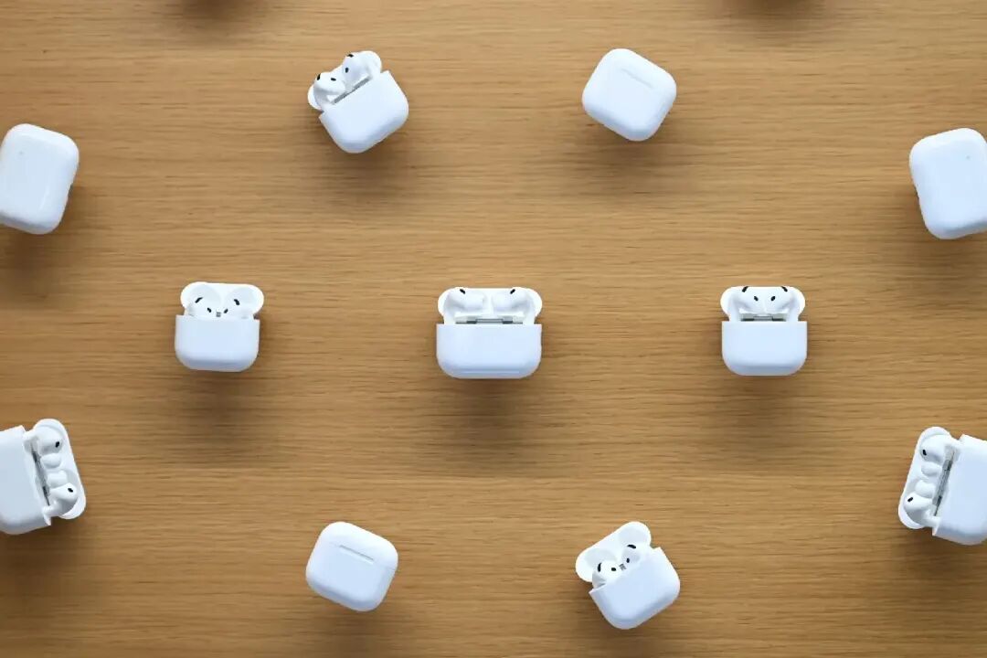 A display of AirPods&nbsp;at an Apple Inc. store&nbsp;in London in 2025.