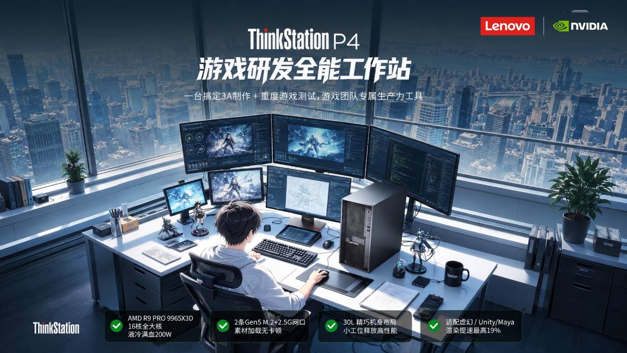 不用在工作站和游戏主机之间二选一，ThinkStation P4 全都要