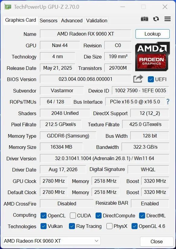 瀚铠RX 9060 XT 16G 白色合金V2显卡评测：16GB大显存 主流游戏新选择