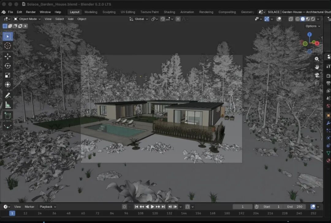Astra 在 Blender 里实现的建筑模型｜图片来源：OpenAI