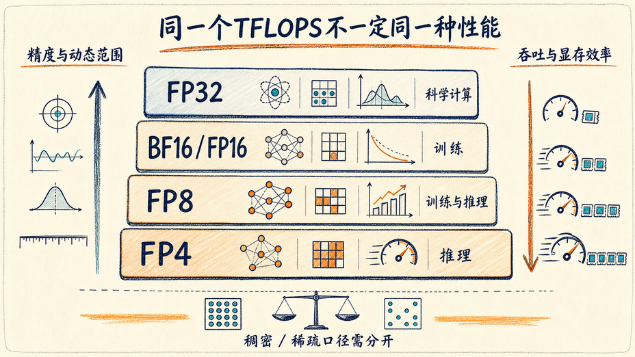FP32到FP4精度和吞吐对比