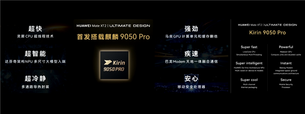 麒麟芯片重回发布会！华为Mate XT 2展翼三折叠发布：首发韬定律麒麟9050 Pro