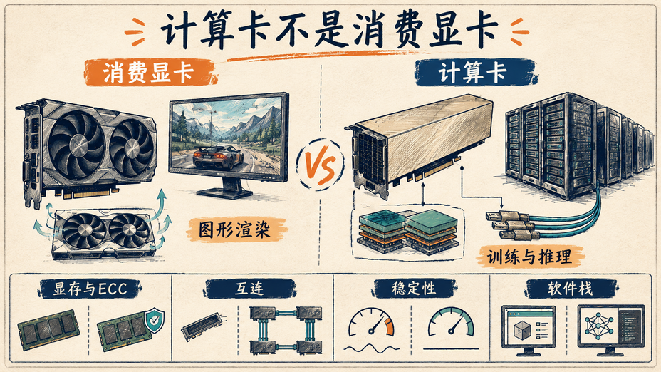 消费显卡与数据中心计算卡对比