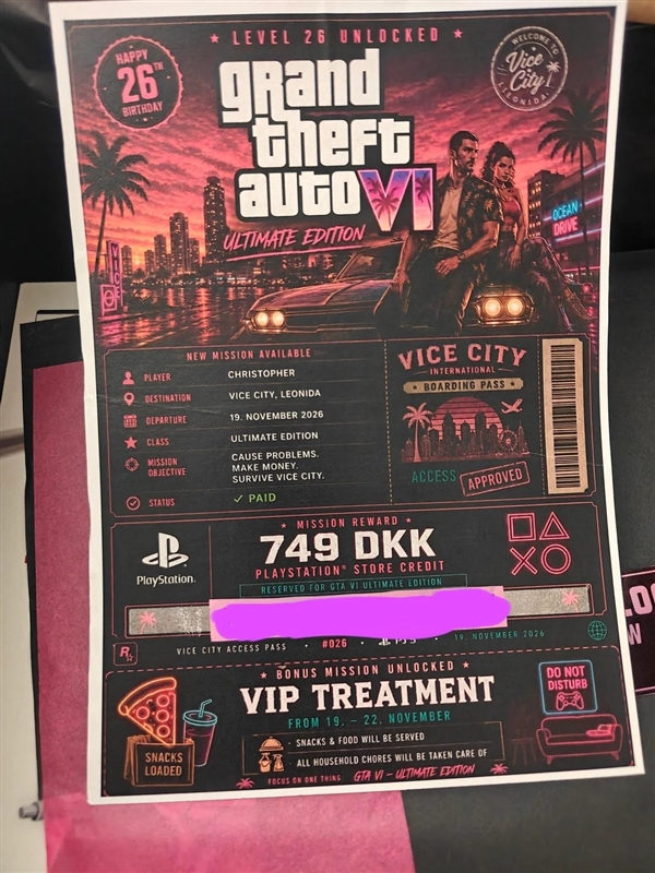 绝世好女人! 丹麦女孩送未婚夫《GTA6》终极版 还包游戏期间家务零食