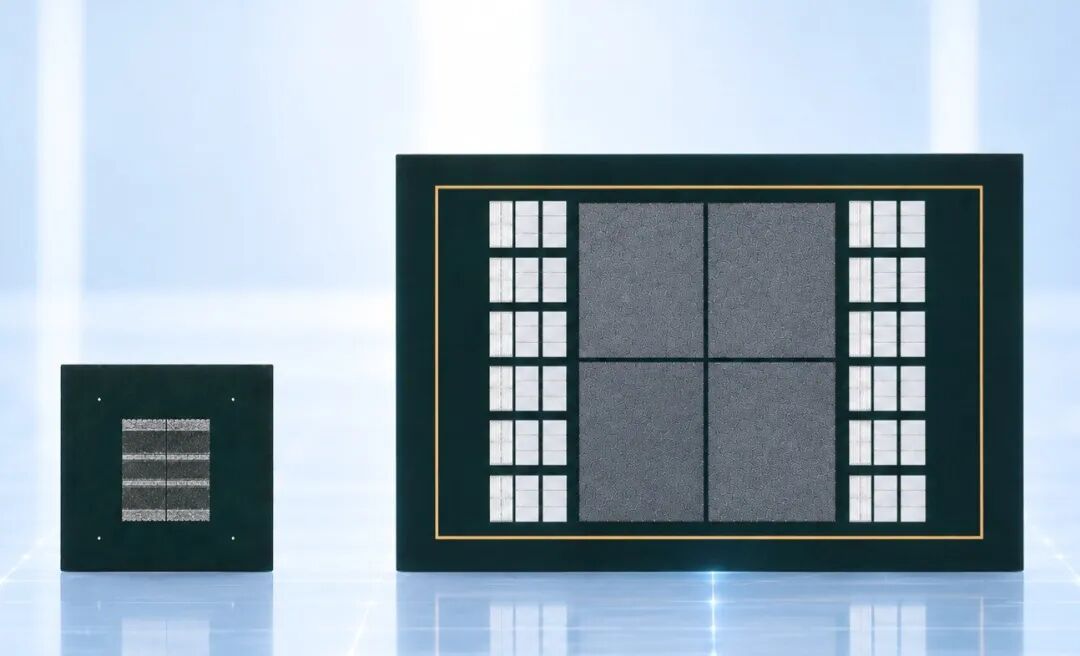 机身图像——LG Innotek 在 KPCA 2026 上推出了一款用于 AI 加速器的大型 FC-BGA 封装，其尺寸比 PC FC-BGA 封装（左图）大得多。“图片由 LG Innotek 提供”/News1