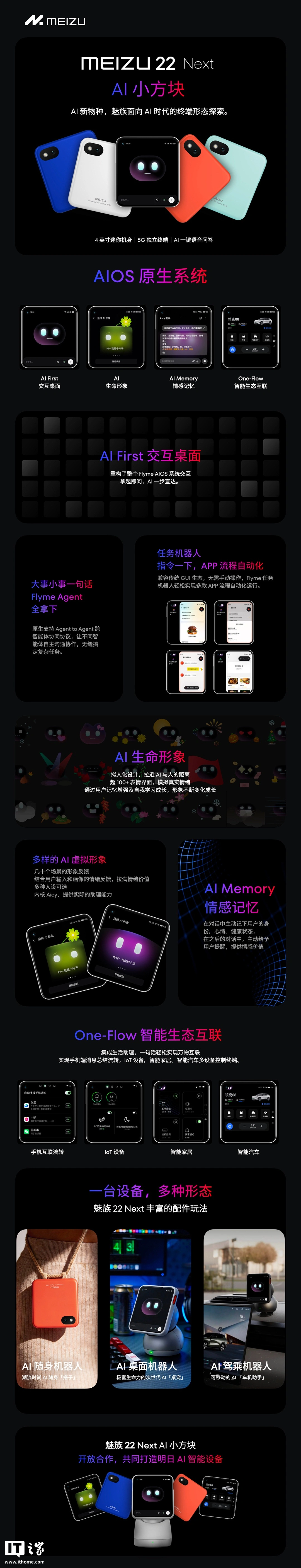 中国联通与魅族合作发布“小魔方”AI 手机:4 英寸小方屏,主打全语音交互与端云协同