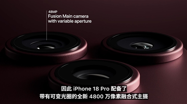 iPhone 18 Pro配备4800万三摄：首次加入可变光圈 苹果史上最强大的影像系统