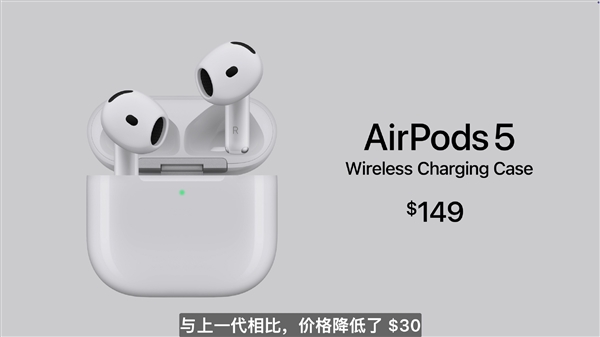 苹果AirPods 5发布：系列首次标配降噪！129美元起不涨价
