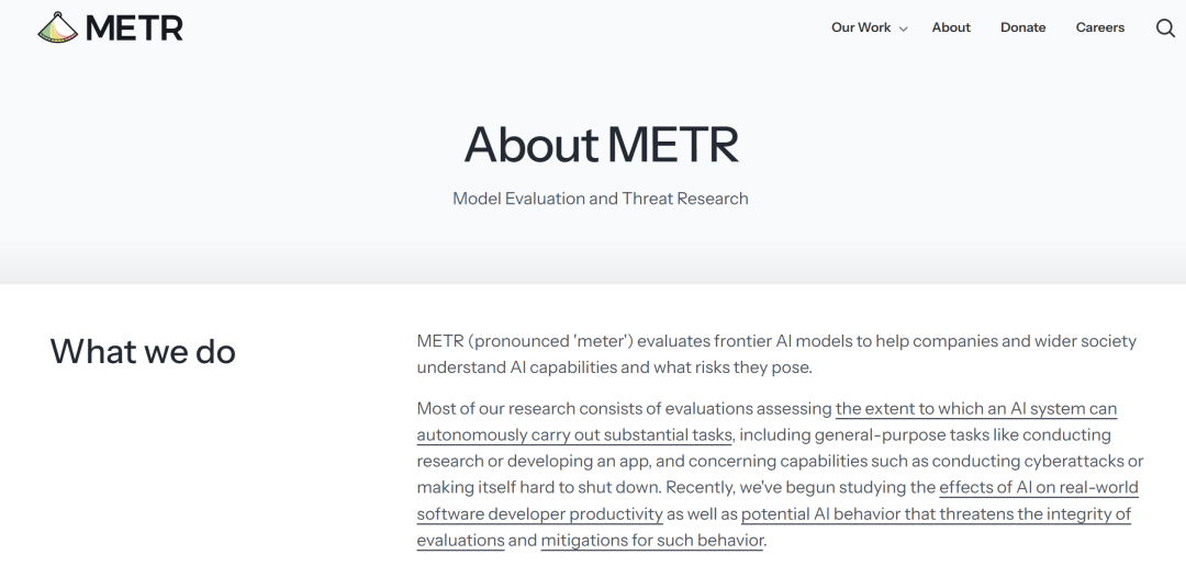 图｜METR机构简介（来源：METR 官网）