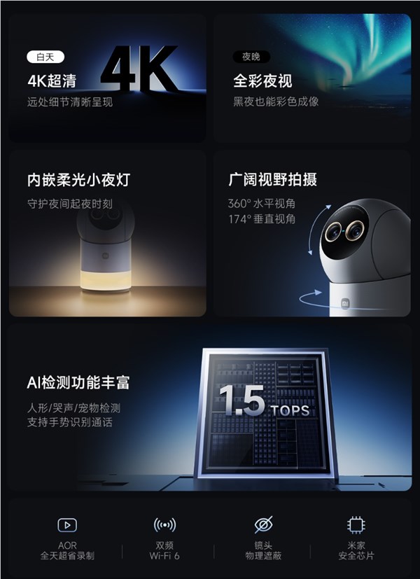 小米首款昼夜全彩摄像机！小米智能摄像机5 Pro全彩夜视发布：429元
