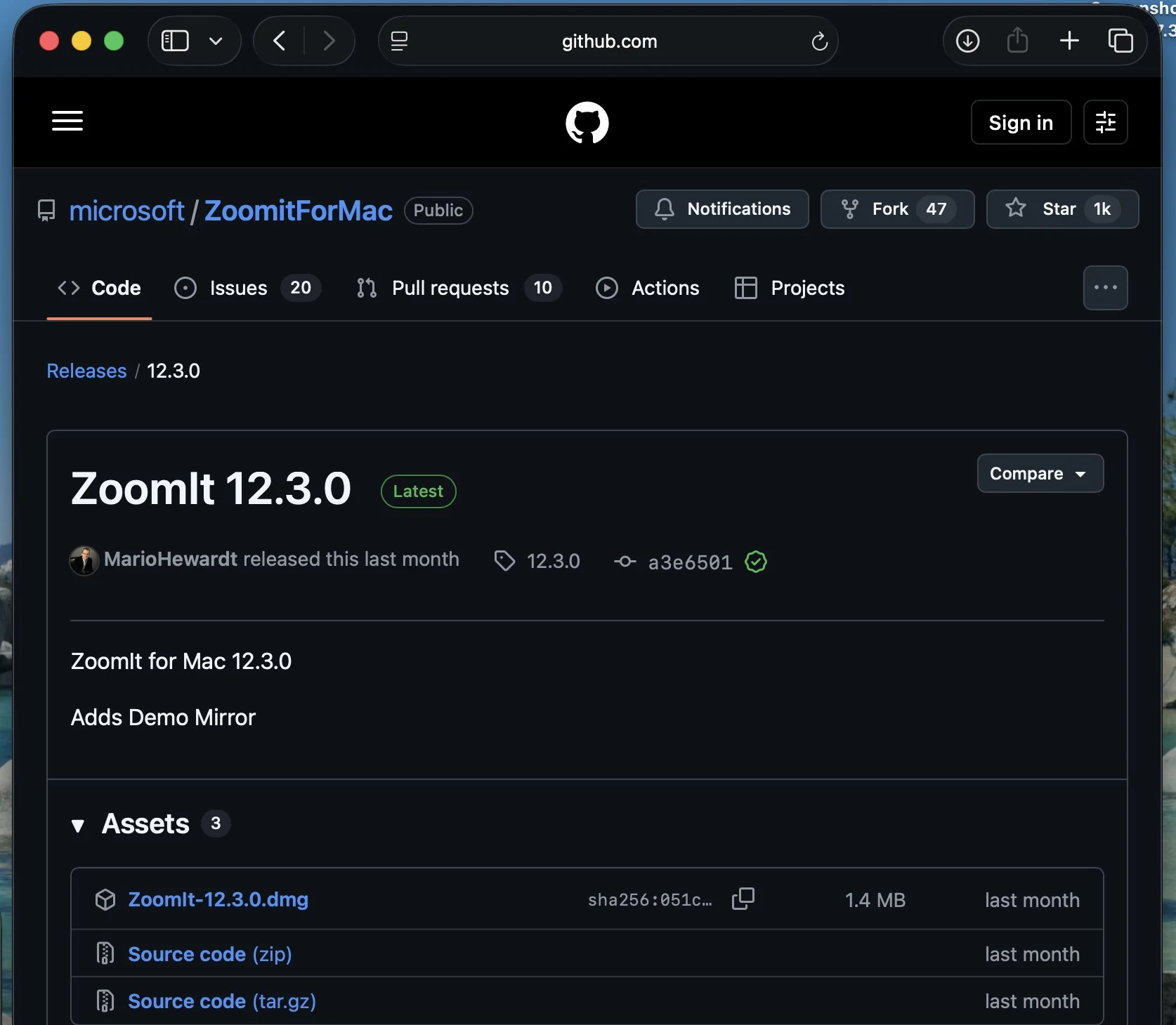 微软 Azure CTO 惊叹 AI 能力:30 分钟跨平台移植基础功能、2 天实现约 90% 功能 zoomit-macos-github-release-12-3-0