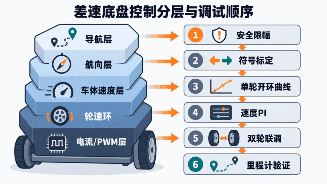 差速底盘控制分层和调试顺序