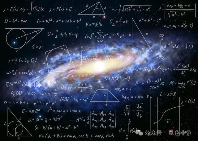 数学公式与几何图形构成的抽象背景
